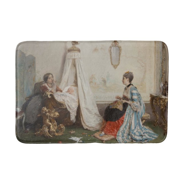 The Baby is Sleeping (by Gerolamo Induno) Bath Mat (Front)