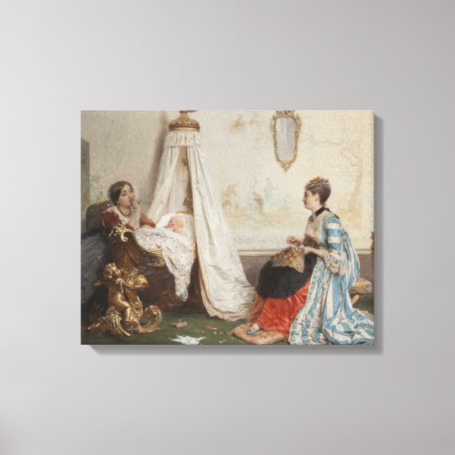 The Baby is Sleeping (by Gerolamo Induno) Canvas Print (Front)