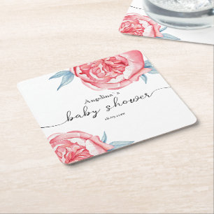 The Baby Shower Paper Coaster Peonies
