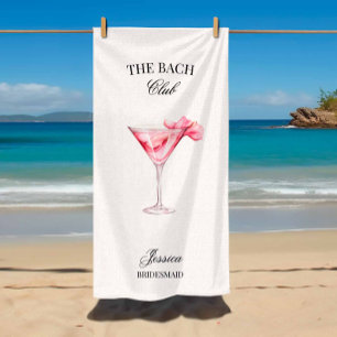 The Bach Club Pink Cocktail Bachelorette Beach Towel