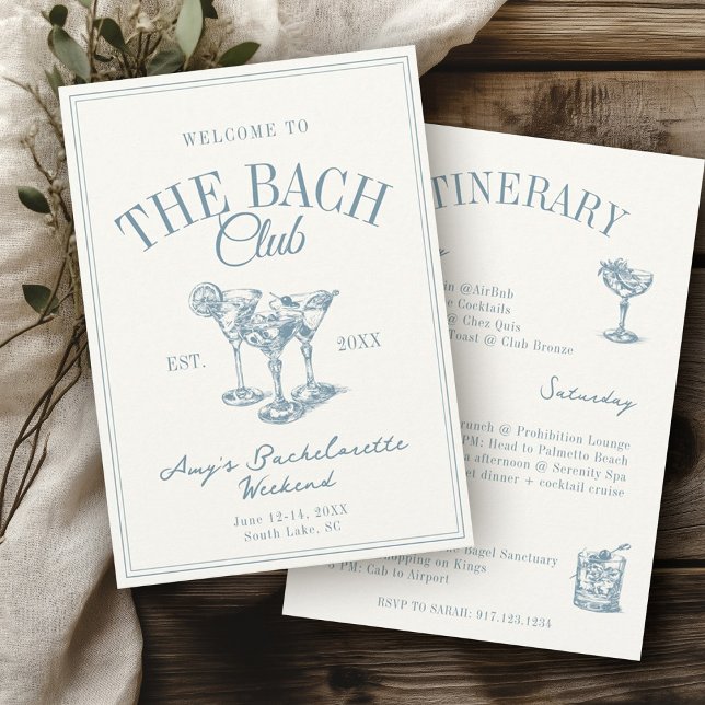 The Bach Club Vintage Bachelorette Ititerary Invitation (Creator Uploaded)