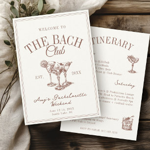 The Bach Club Vintage Bachelorette Ititerary Invitation