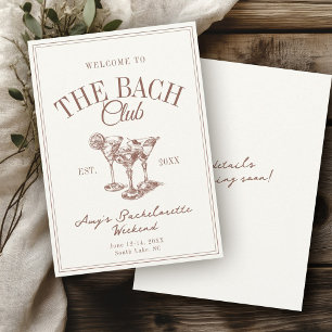The Bach Club Vintage Old School Bachelorette Invitation