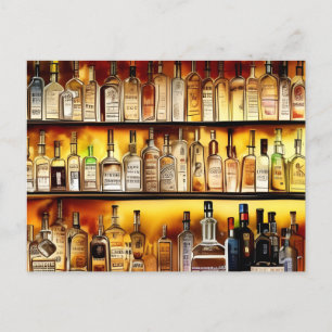 The Back Bar Artistic Watercolor Postcard