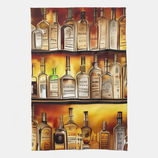 The Back Bar Artistic Watercolor  Tea Towel (Vertical)