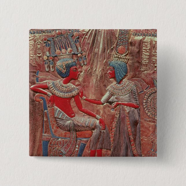 The back of the throne of Tutankhamun 15 Cm Square Badge (Front)