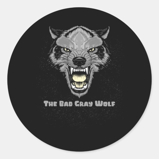 The Bad Grey Wolf Classic Round Sticker (Front)