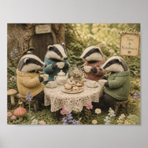 The Badger Tea Party Poster