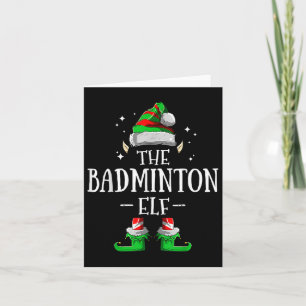 The Badminton Elf Matching Family Group Christmas  Card