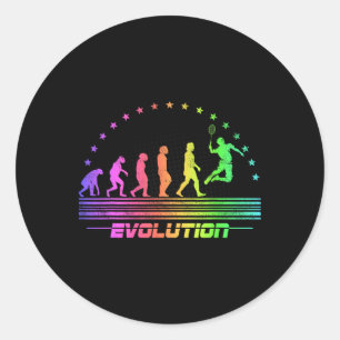 The Badminton Evolutions Retro Shuttle Men's Badmi Classic Round Sticker