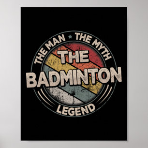 The Badminton Legends Retro Shuttle Men's Badminto Poster