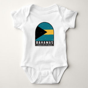 The Bahamas Flag Emblem Distressed Vintage Baby Bodysuit