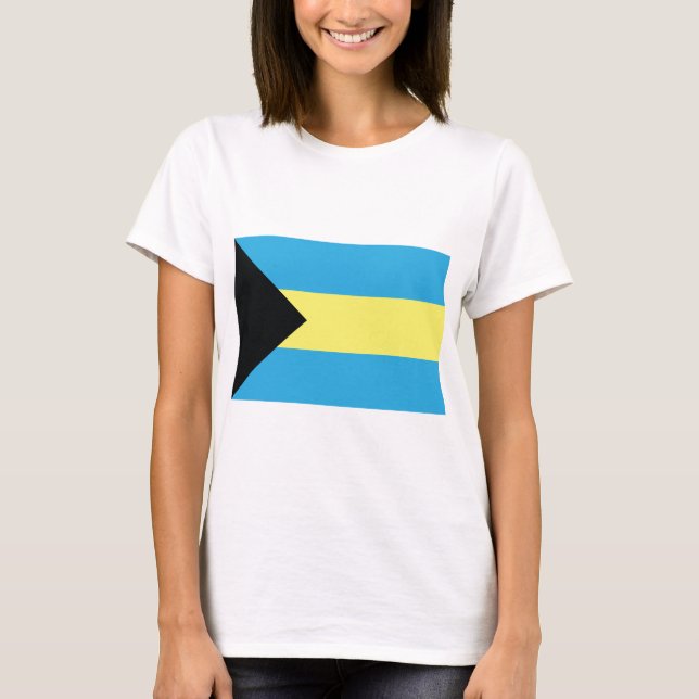 The Bahamas Flag in Black Aquamarine and Yellow T-Shirt (Front)