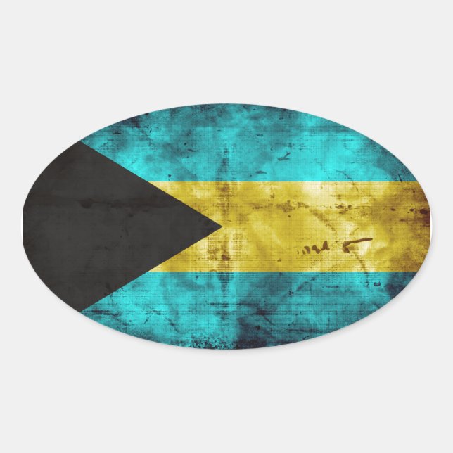 The Bahamas Flag Oval Sticker (Front)