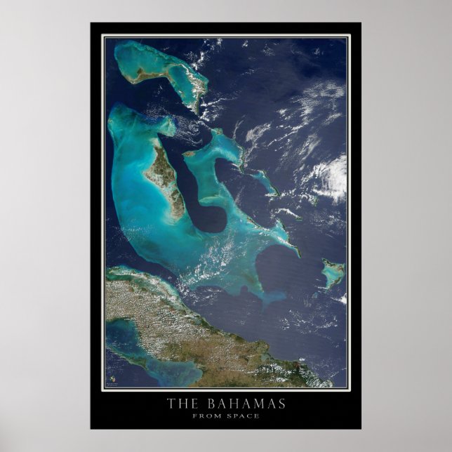 The Bahamas Satellite Poster Map (Front)