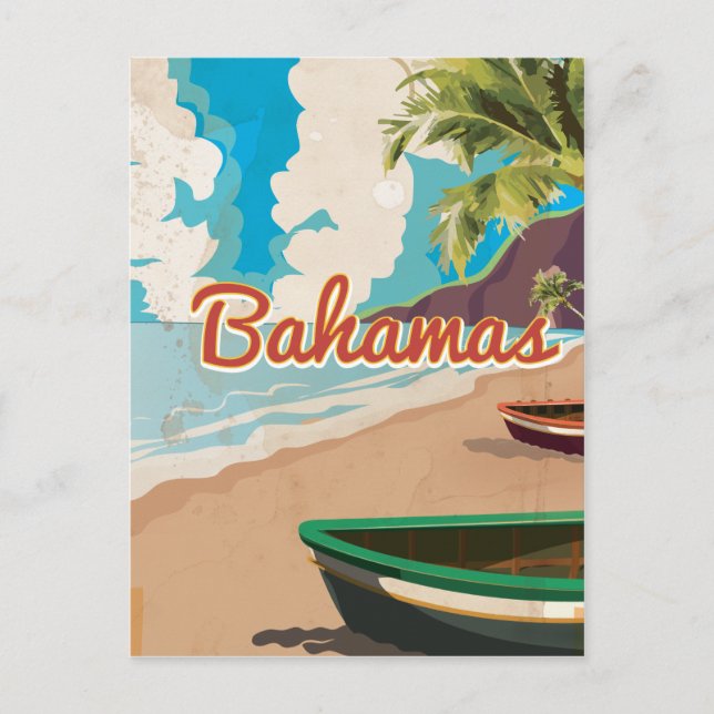 The Bahamas vintage travel print Postcard (Front)