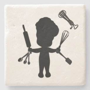 The Baker Juggles His Utensils / Tools Stone Coaster