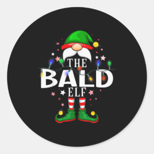 The Bald Elf Christmas Family Pajama Party Classic Round Sticker