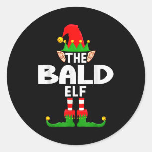 The Bald Elf Family Christmas Pajama Party Classic Round Sticker