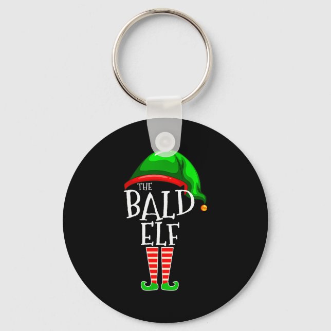 The Bald Elf Family Matching Group Christmas Gift  Key Ring (Front)