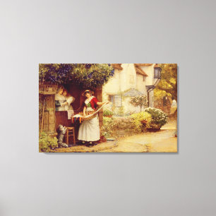 The Ballad Seller, 1902 (oil on board) Canvas Print