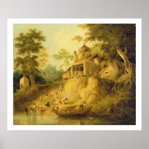 The Banks of the Ganges, c.1820-30 (oil on canvas) Poster