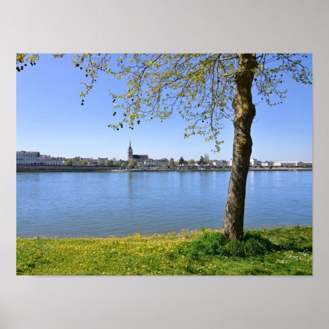 The banks of the Loire at Saumur Postcard Square S Poster (Front)