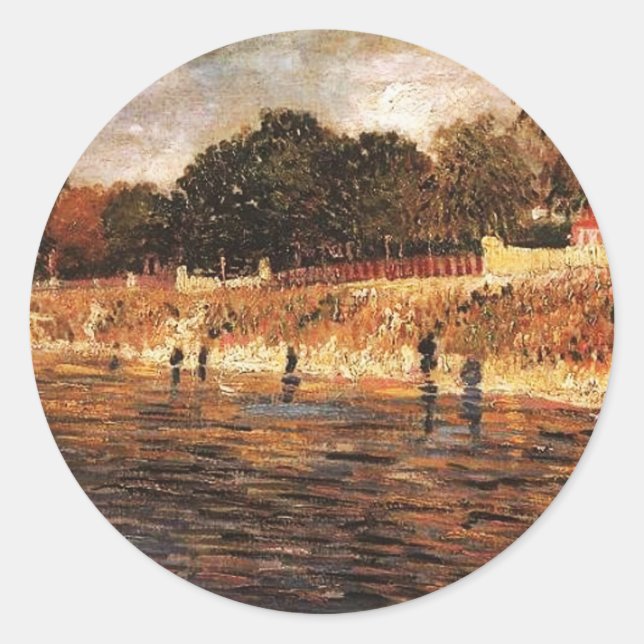 The Banks of the Seine, Vincent van Gogh Classic Round Sticker (Front)