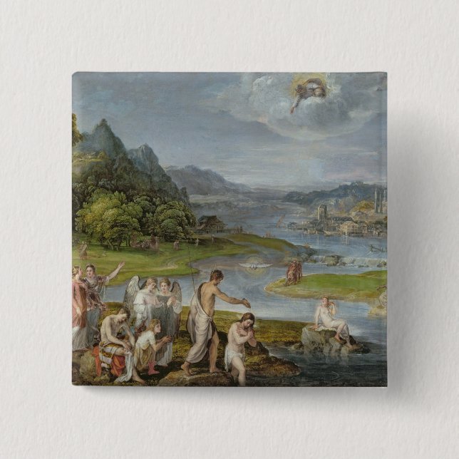 The Baptism of Christ 2 15 Cm Square Badge (Front)