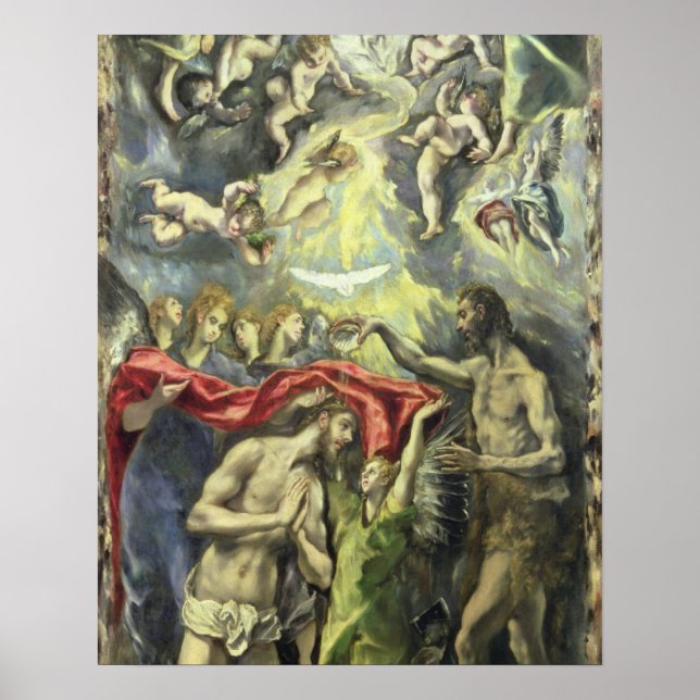 The Baptism of Christ, c.1597 (oil on canvas) Poster (Front)