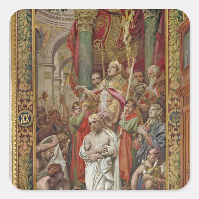 The Baptism of Clovis I Square Sticker (Front)