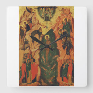 The Baptism of Jesus Christ Byzantine icon Square Wall Clock
