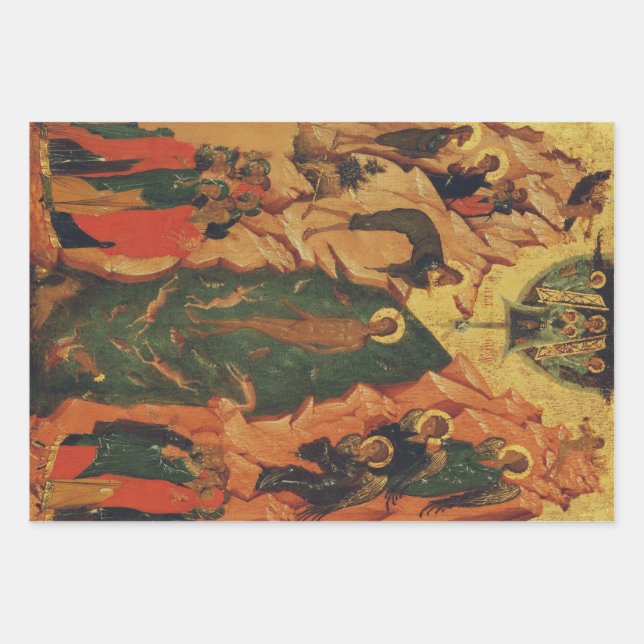 The Baptism of Jesus Christ Byzantine icon Wrapping Paper Sheet (Front)