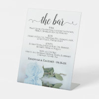 The Bar - Dusty Blue Rose Drinks Menu Wedding