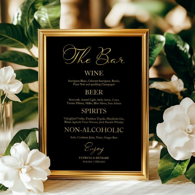 The Bar Elegant Calligraphy Wedding Bar Menu Sign (Creator Uploaded)