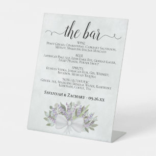 The Bar - Eucalyptus Lavender Drinks Menu Wedding Pedestal Sign