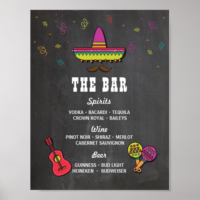 The Bar Fiesta Party Event Sign Wedding Reception (Front)