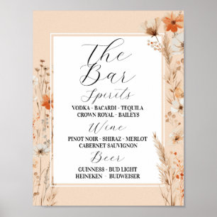 The Bar Floral Wedding Boho Florals Bohemian Poster