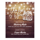 The Bar is Open Drink Menu Mason Jars Wedding Sign