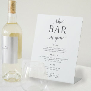 The Bar Is Open Wedding Bar Menu Pedestal Sign