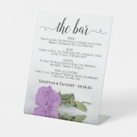 The Bar - Lilac Purple Rose Drinks Menu Wedding