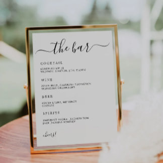 The Bar Menu Sign, Minimalist Wedding Bar Menu, Invitation