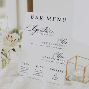 The Bar Menu Signature His and Her Cocktails Weddi Pedestal Sign