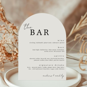 The Bar Minimalist Drinks Menu Card