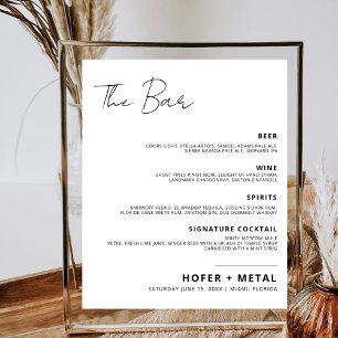 The Bar Modern Drink Menu Minimalist Wedding Bar Poster