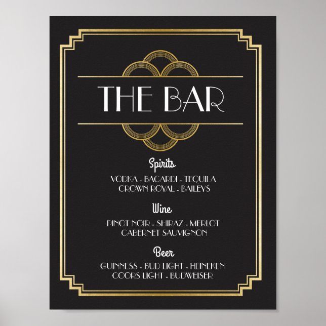 The Bar Twenties Art Deco Sign Wedding Reception (Front)