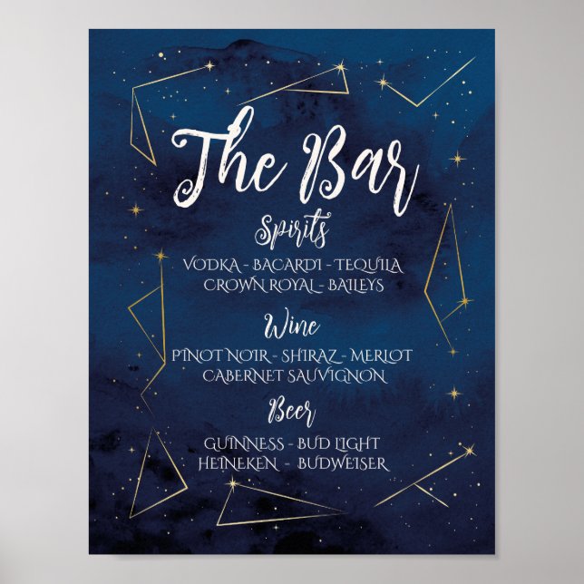 The Bar Wedding Star Sign Constellations (Front)