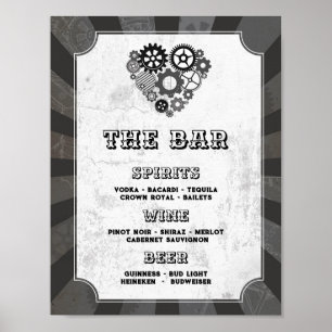 The Bar Wedding Steampunk Wedding Hearts Cogs Poster