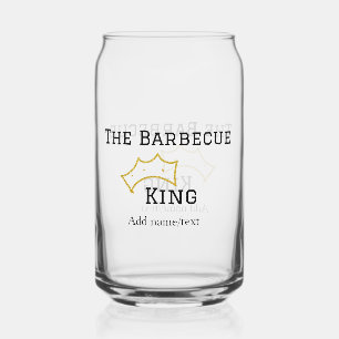 The Barbecue king crownadd name text cooking best Can Glass