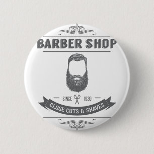 The barber shop 6 cm round badge